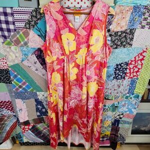 Ruby Rd.‎ Floral Dress Sleeveless V-Neck Hi-Low Hem Summer Casual Size L